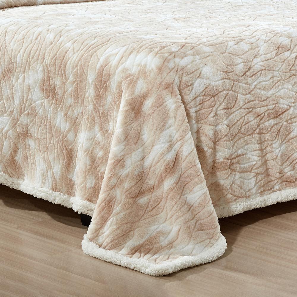Plazatex Alaska Sherpa Machine Washable Warm and Comfortable Blanket Beige