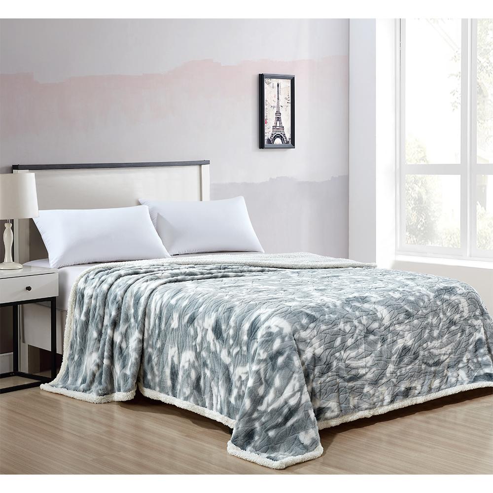 Plazatex Alaska Sherpa Machine Washable Warm and Comfortable Blanket Grey