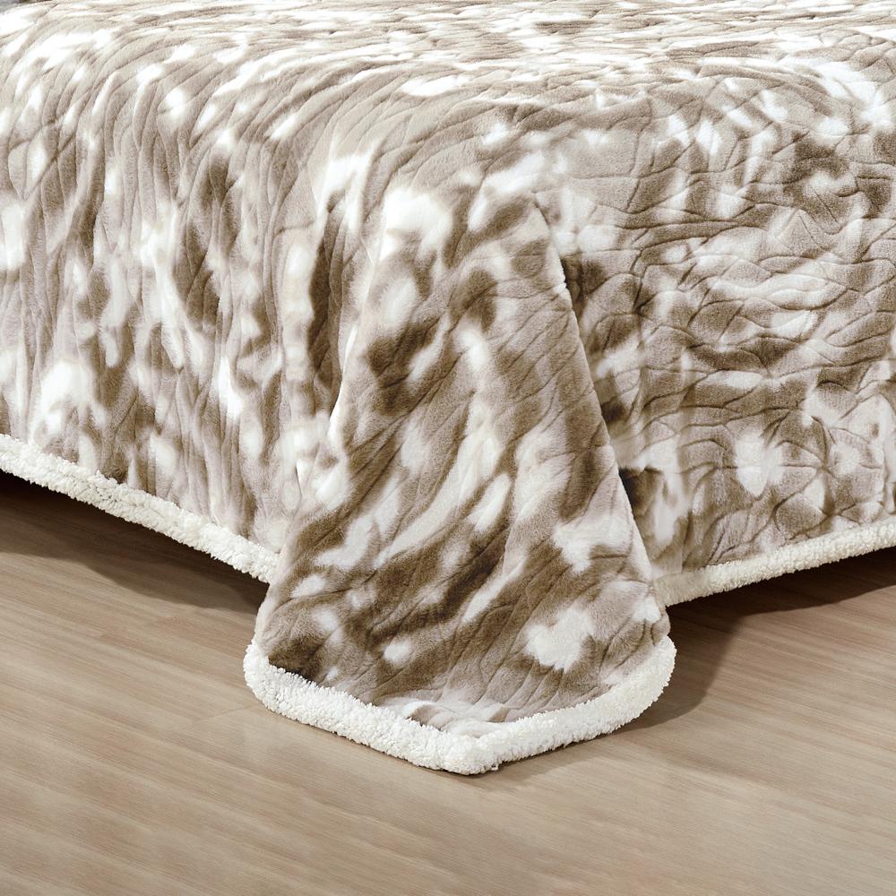 Plazatex Alaska Sherpa Machine Washable Warm and Comfortable Blanket Taupe