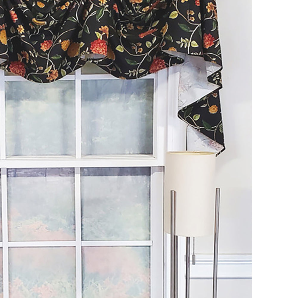 RLF Home Modern Design Nightfall Victory Swag 3-Sccop Window Valance 50" x 25" Black