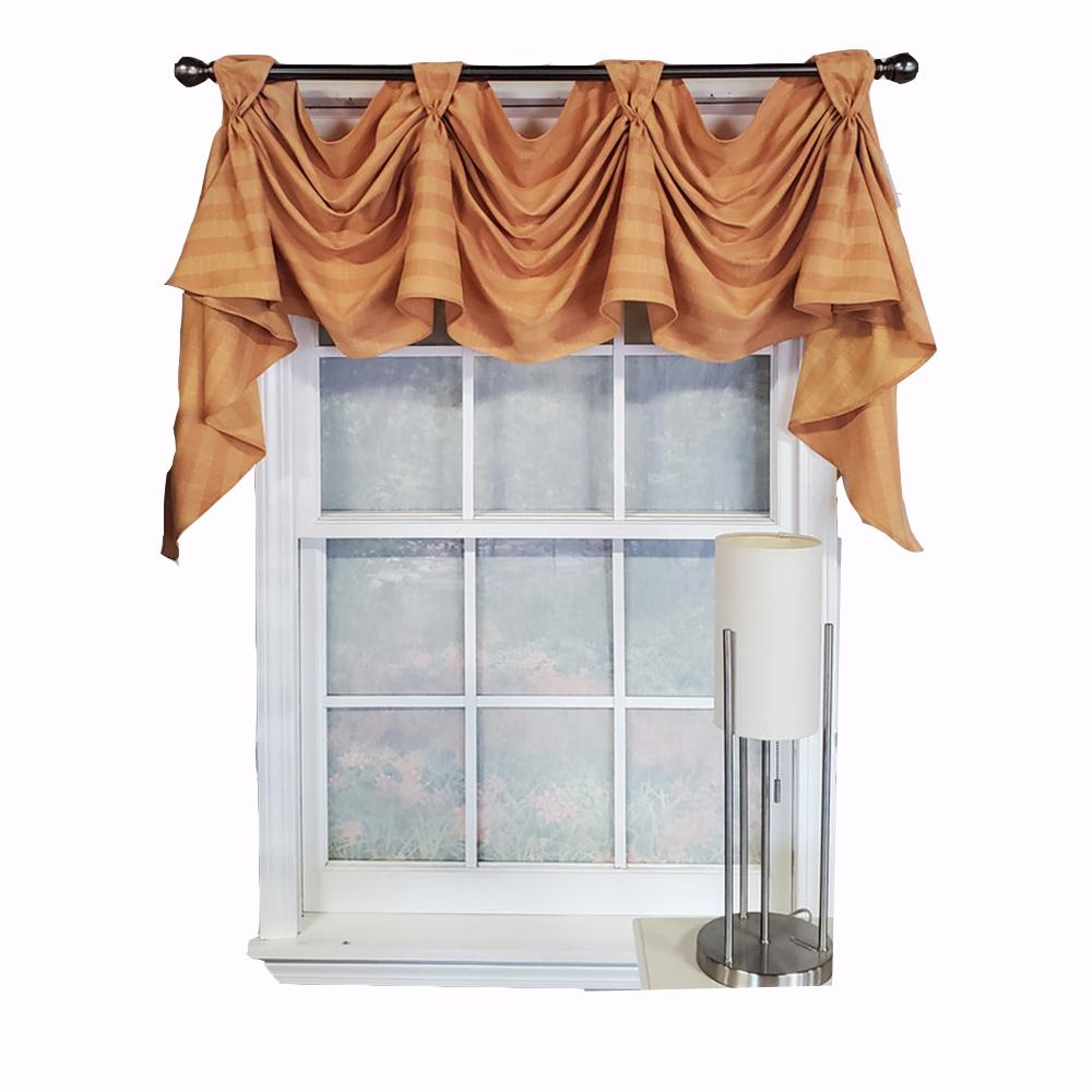 RLF Home Modern Design Orange Lane Victory Swag 3-Scoop Window Valance 50" x 25" Mustard