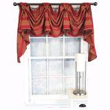 RLF Home Luxurious Modern Design Ribbon Stripe Victory Swag 3-Scoop Window Valance 50