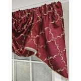 RLF Home 3" Rod Pocket High Quality Fabric Summit Diamond 2-Scoop Empire Valance With Trim for Windows 40" x 25" Wine