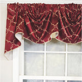 RLF Home 3" Rod Pocket High Quality Fabric Summit Diamond 2-Scoop Empire Valance With Trim for Windows 40" x 25" Wine