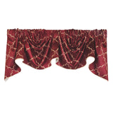 RLF Home 3" Rod Pocket High Quality Fabric Summit Diamond 2-Scoop Empire Valance With Trim for Windows 40" x 25" Wine