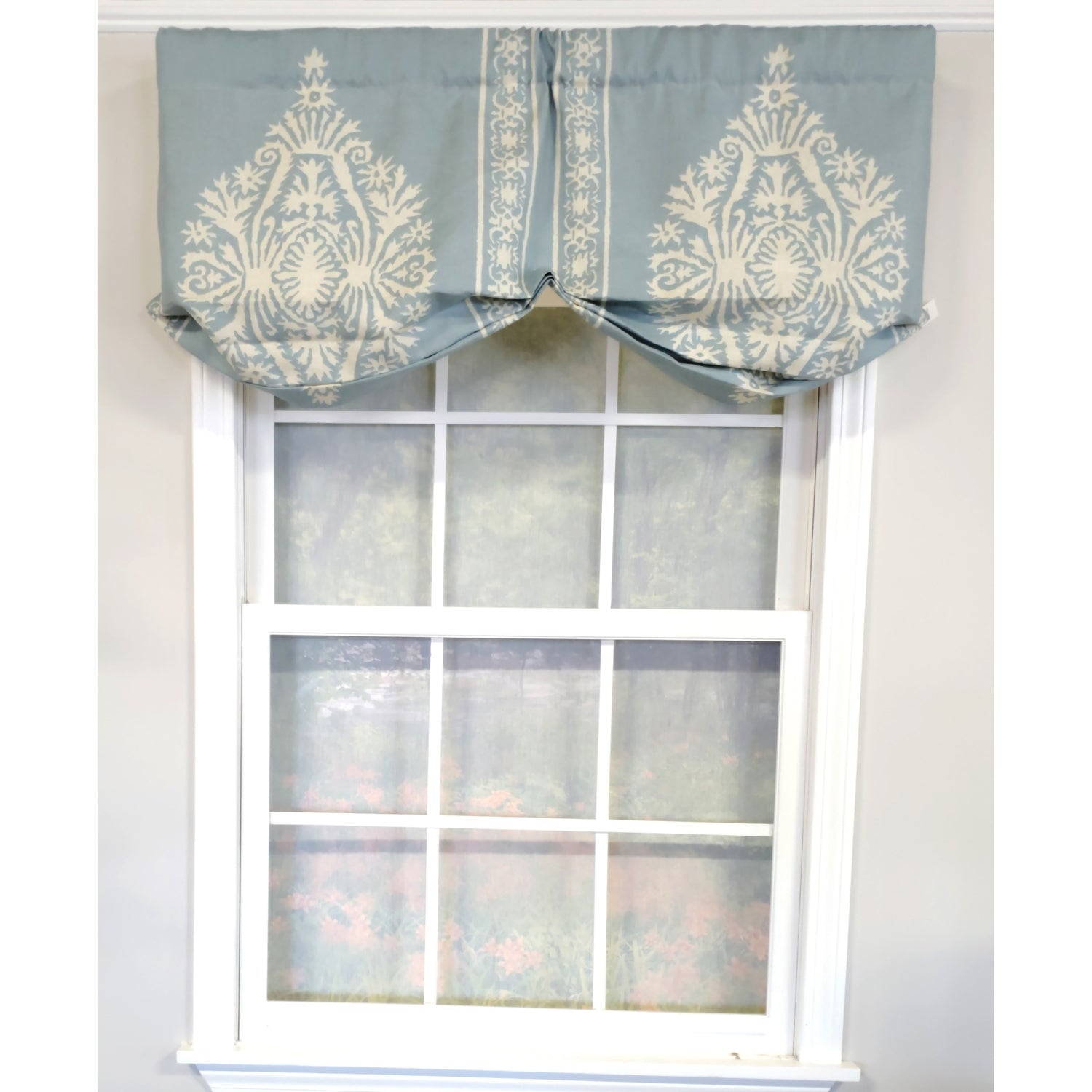 RLF Home 3" Rod Pocket High Quality Fabric Nora Stationary Balloon Valance for Windows 50" x 23" Blue