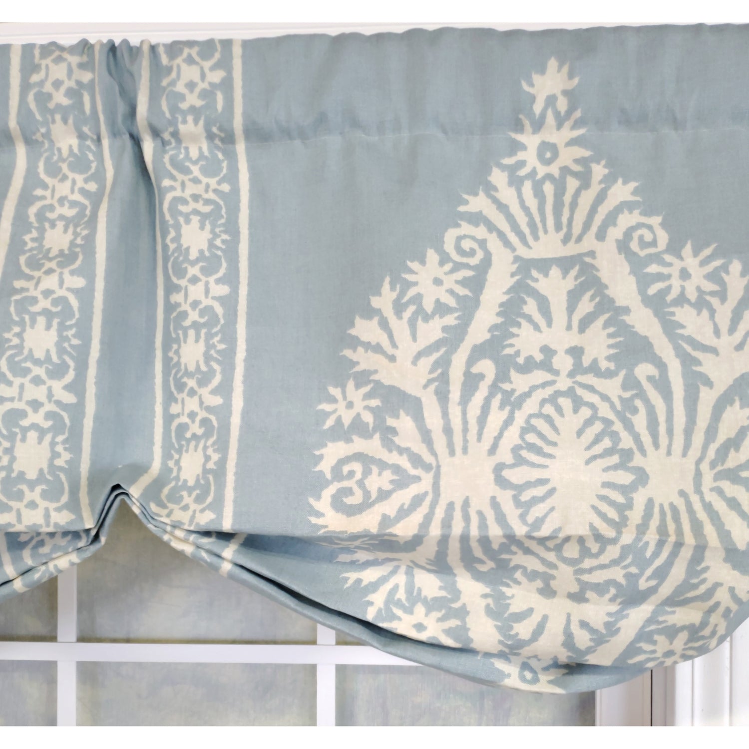 RLF Home 3" Rod Pocket High Quality Fabric Nora Stationary Balloon Valance for Windows 50" x 23" Blue