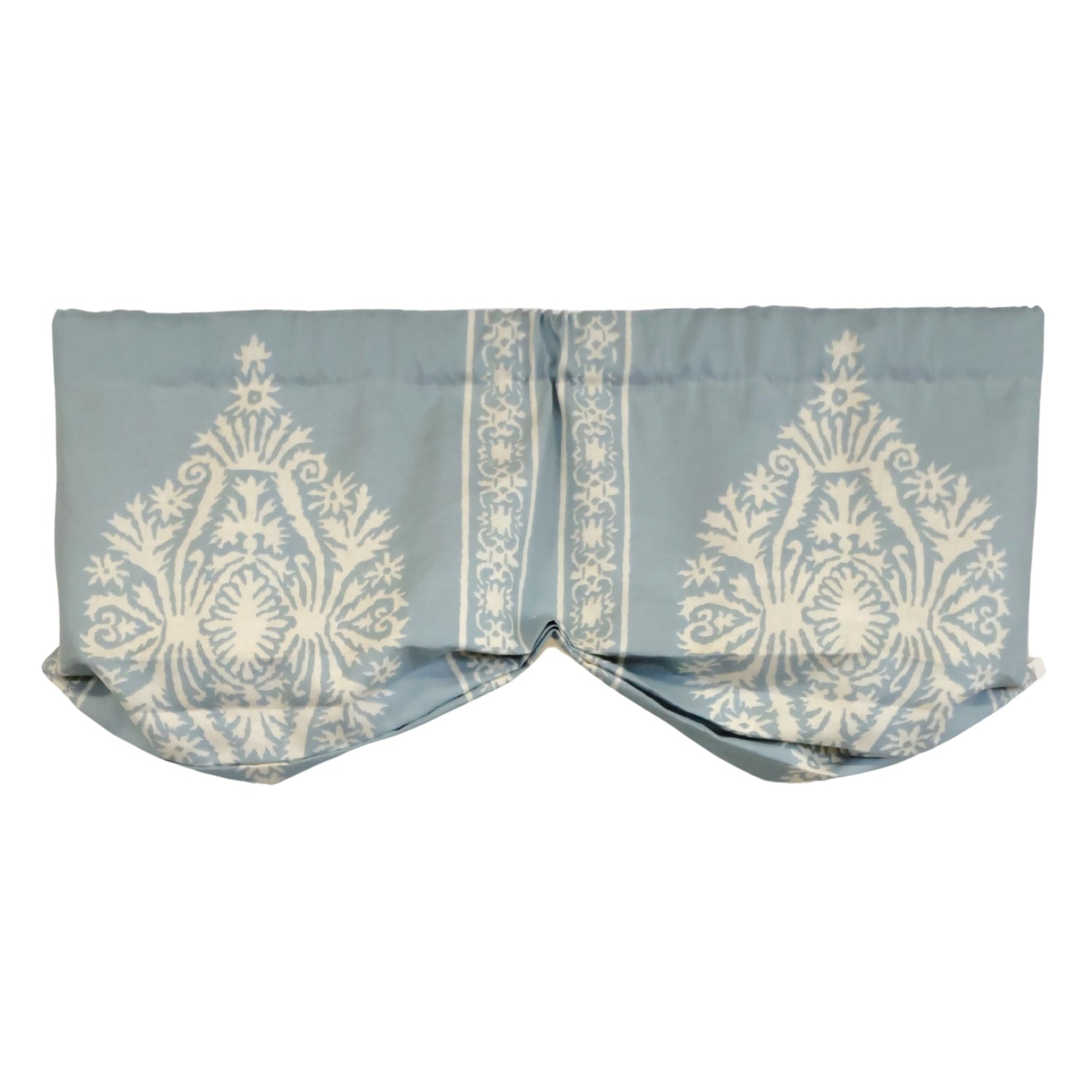 RLF Home 3" Rod Pocket High Quality Fabric Nora Stationary Balloon Valance for Windows 50" x 23" Blue