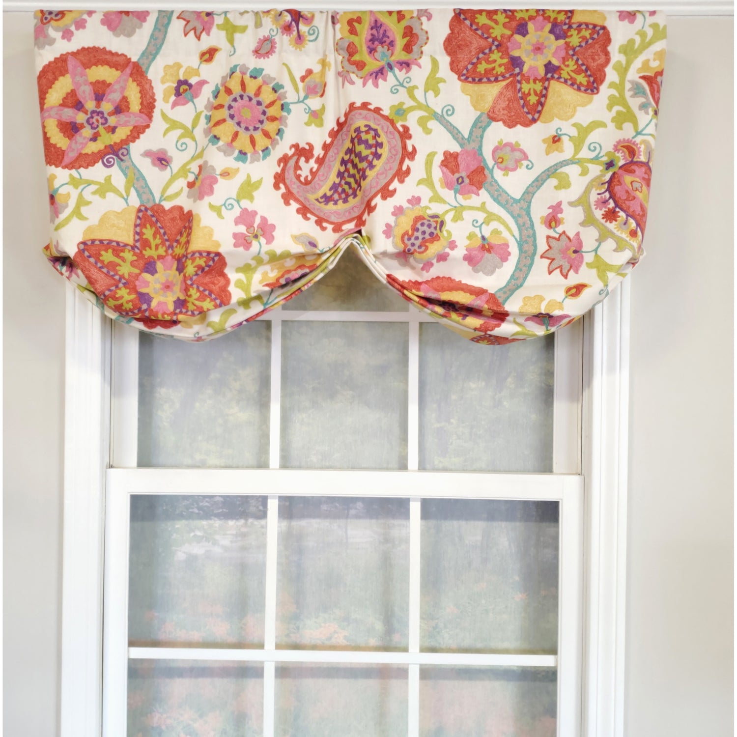 RLF Home 3" Rod Pocket High Quality Fabric Jubilee Stationary Balloon Valance for Windows 50" x 23" Multi