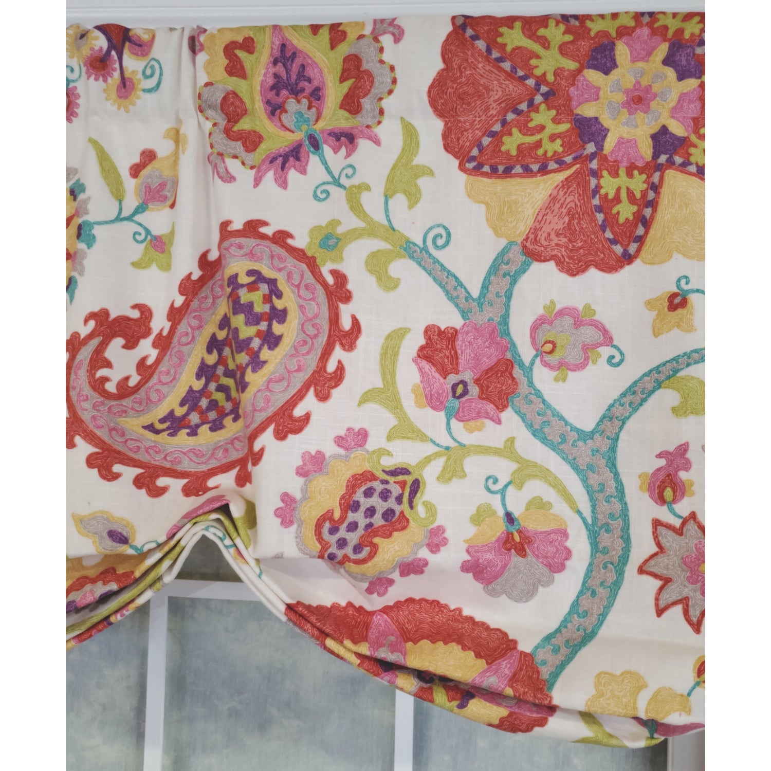 RLF Home 3" Rod Pocket High Quality Fabric Jubilee Stationary Balloon Valance for Windows 50" x 23" Multi