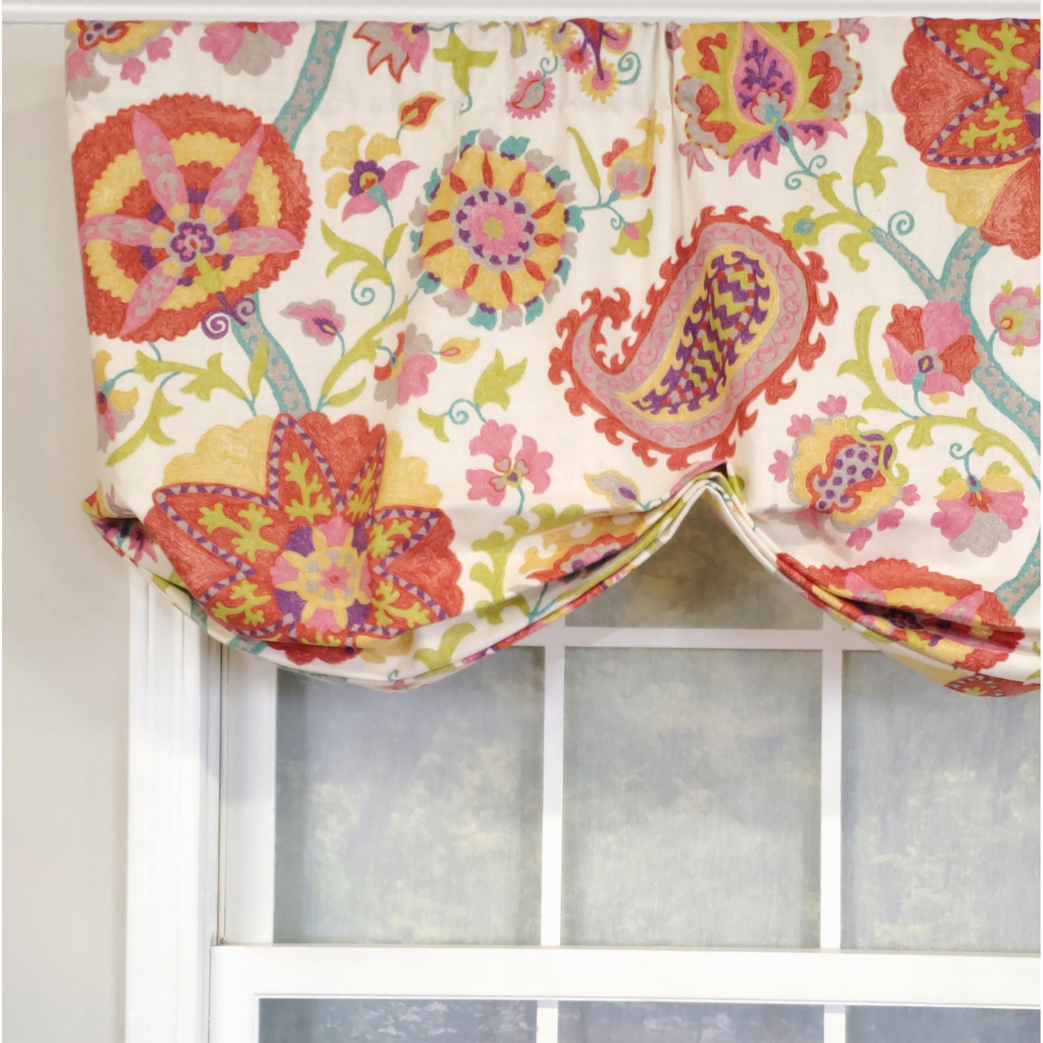 RLF Home 3" Rod Pocket High Quality Fabric Jubilee Stationary Balloon Valance for Windows 50" x 23" Multi