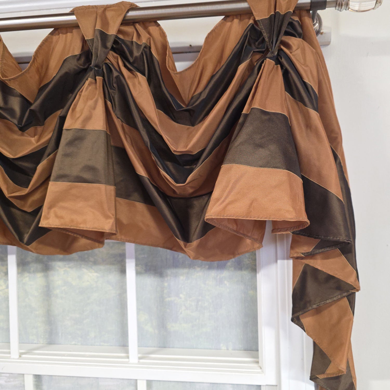 RLF Home 100% PolyesterPascal 3-S Victory Swag Unlined Windows Tab Top Valance 60" x 25"  Brown