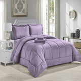 Plazatex Embossed Stripe 8 Pieces Bed in A Bag Comforter Set Queen Size Plum