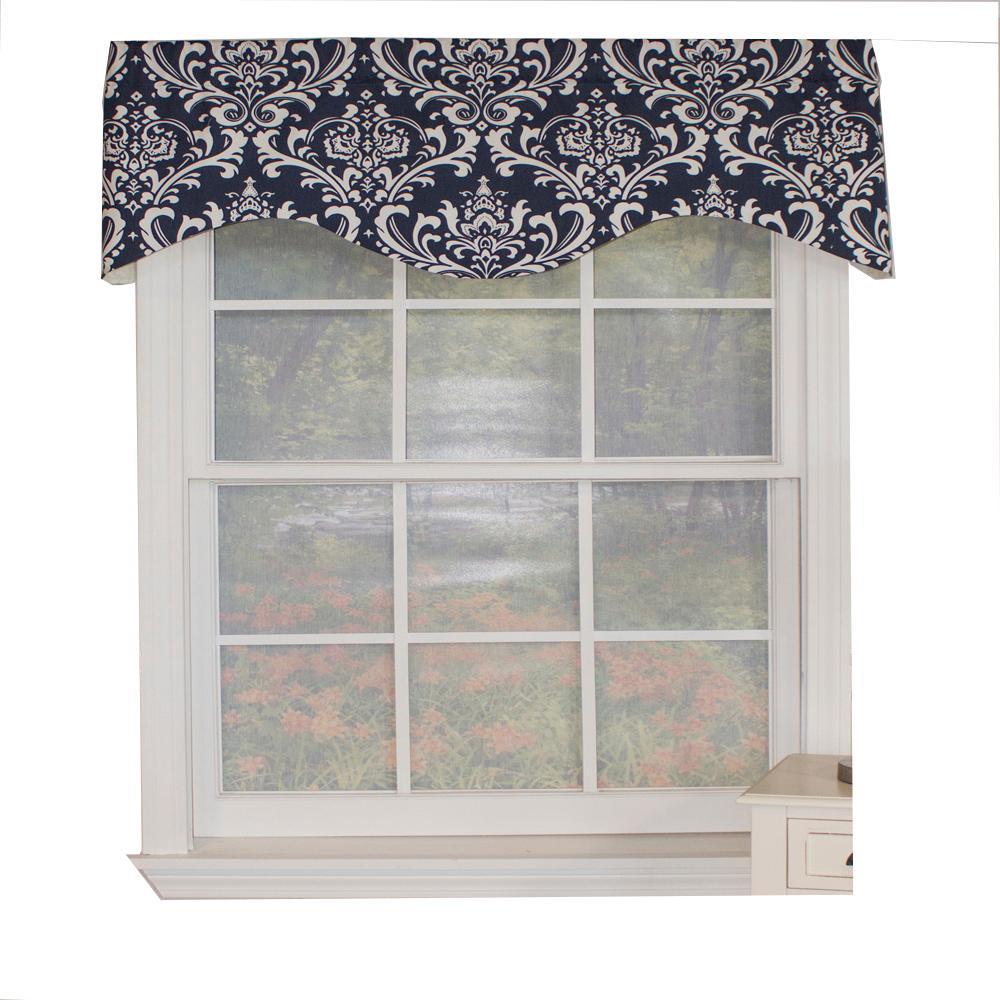 Ozbourne Cornice Syel 3" Rod Pocket Valance 50" x 17" Navy by RLF Home