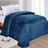 Amrani Bedcover Embossed Blanket Soft Premium Microplush Navy by Plazatex