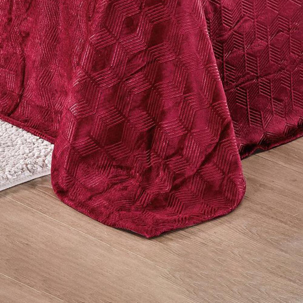 Amrani Bedcover Embossed Blanket, Soft Premium Micro Plush Queen Burgundy by Plazatex