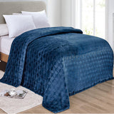 Amrani Bedcover Embossed Blanket Soft Premium Microplush Navy by Plazatex