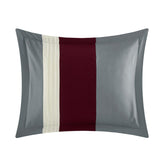 Chic Home Moriarty Elegant Color Block Ruffled BIB Soft Microfiber Sheets 10 Pieces Comforter Decorative Pillows & Shams Burgundy