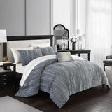 Chic Home Westmont 8 Piece Comforter Set Crinkle Crushed Velvet Bed in a Bag Bedding - Sheet Set Decorative Pillow Shams Included Grey