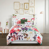 Chic Home Philia 9 Piece Reversible Comforter Set Floral Watercolor Design Bedding Sheet Set Decorative Pillows Shams Included Multi