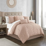 Chic Home Meredith Comforter Set Plush Ribbed Chevron Design Bed In A Bag Rose