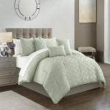 Chic Home Meredith Comforter Set Plush Ribbed Chevron Design Bedding Green