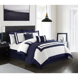 Chic Home Hortense Comforter And Quilt Set Hotel Collection Design Fish Scale Pattern Bedding Navy