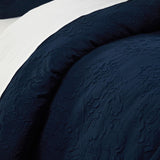 Chic Home Mayflower Comforter Set Embossed Medallion Scroll Pattern Design Bedding Navy