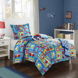 Chic Home Race Car 5 Piece Comforter Set "High Speed" Cars Planes Design Bedding - Throw Blanket Decorative Pillow Shams Included Full Blue