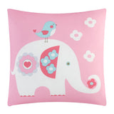 Chic Home Elephant Garden 4 Piece Comforter Set Cute Elephant Owl Design Bedding Throw Blanket Decorative Pillow Sham Included Twin Pink