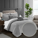 Chic Home Emery Comforter Set Casual Country Chic Pleated Bedding - Decorative Pillows Shams Included - Grey