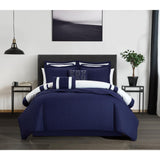 Chic Home Hortense Comforter And Quilt Set Hotel Collection Design Fish Scale Pattern Bed In A Bag Navy
