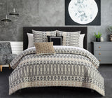Chic Home Gabriella Cotton Comforter Set Farmhouse Theme Geometric Striped Pattern Design Bed In A Bag - Beige