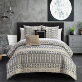 Chic Home Gabriella Cotton Comforter Set Farmhouse Theme Geometric Striped Pattern Design Bedding - Beige