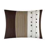 Chic Home Lainy Comforter Set Color Block Pleated Ribbed Embroidered Design Bed In A Bag Brown