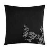 Chic Home Enid Reversible Comforter Set Floral Print Cursive Script Design Bed In A Bag - Sheet Set Decorative Pillows Shams Included - Black