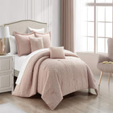 Chic Home Trinity Cotton Blend Comforter Set Jacquard Interlaced Geometric Pattern Design Bedding - Decorative Pillows Shams Included - 5 Piece - Blush