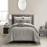 Chic Home Trinity Cotton Blend Comforter Set Jacquard Interlaced Geometric Pattern Design Bed In A Bag Bedding - Sheets Pillowcases Decorative Pillows Shams Included - 9 Piece - Grey