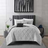 Chic Home Leighton Comforter Set Diamond Stitched Design Crinkle Textured Pattern Bed In A Bag Bedding - Sheets Pillowcases Decorative Pillows Shams Included - 9 Piece - Grey