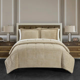 Chic Home Ryland Comforter Set Ribbed Textured Microplush Sherpa Bed In A Bag - Sheet Set Pillow Shams Included - Beige