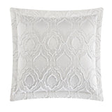 Chic Home Jane Comforter Set Clip Jacquard Geometric Quatrefoil Pattern Design Bedding - Decorative Pillows Shams Included - 5 Piece - White