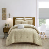 Chic Home Jane Comforter Set Clip Jacquard Geometric Quatrefoil Pattern Design Bedding - Decorative Pillows Shams Included - 5 Piece - Beige