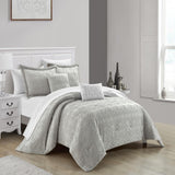 Chic Home Jane Comforter Set Clip Jacquard Geometric Quatrefoil Pattern Design Bedding - Decorative Pillows Shams Included - 5 Piece - Grey