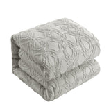 Chic Home Jane Comforter Set Clip Jacquard Geometric Quatrefoil Pattern Design Bedding - Decorative Pillows Shams Included - 5 Piece - Grey