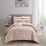 Chic Home Jane Comforter Set Clip Jacquard Geometric Quatrefoil Pattern Design Bedding - Decorative Pillows Shams Included - 5 Piece - Rose