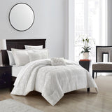 Chic Home Jane Comforter Set Clip Jacquard Geometric Quatrefoil Pattern Design Bedding - Decorative Pillows Shams Included - 5 Piece - White