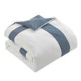 Chic Home Gibson Comforter Set Striped Hotel Collection Design Bed In A Bag Bedding - Sheets Pillowcases Decorative Pillows Shams Included - 9 Piece - Navy