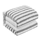 Chic Home Sofia Cotton Comforter Set Clip Jacquard Striped Pattern Design Bedding - Decorative Pillow Shams Included - 4 Piece - Grey