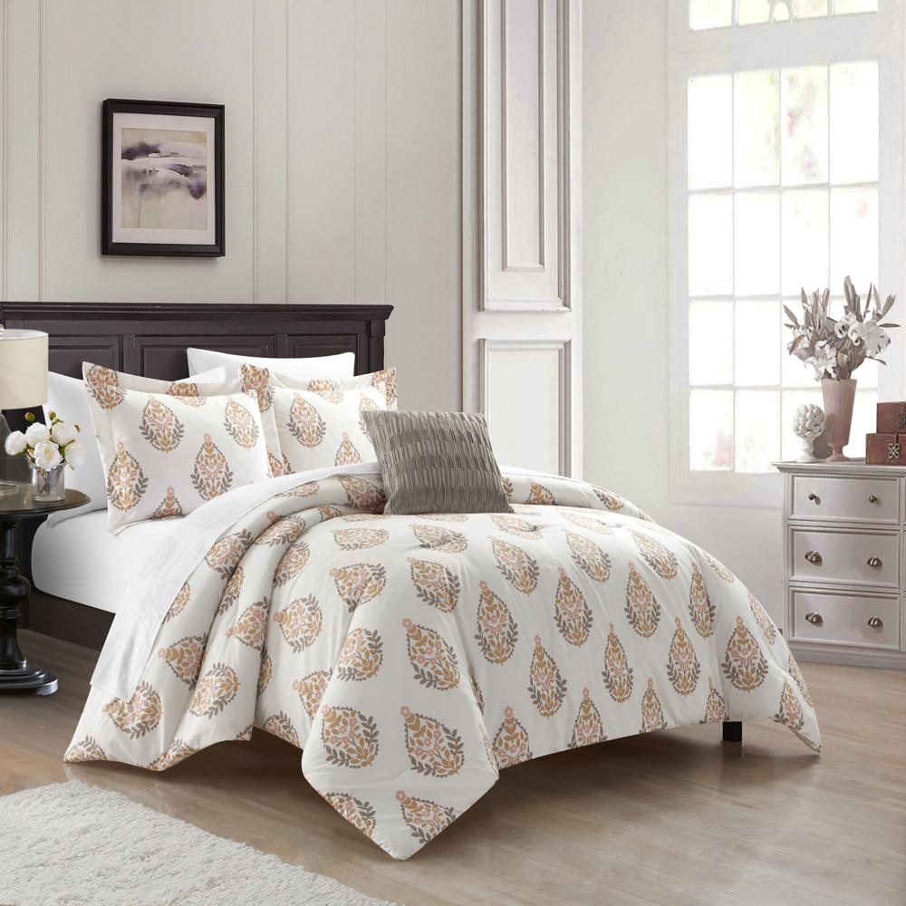 Chic Home Clarissa 8 Piece Comforter Set Floral Medallion Print Design Bed In A Bag Bedding Cream