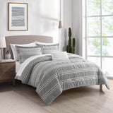 Chic Home Emma Bedding Comforter, Seersucker Fabric with Striped Design, 6 Pieces Comforter Set Grey